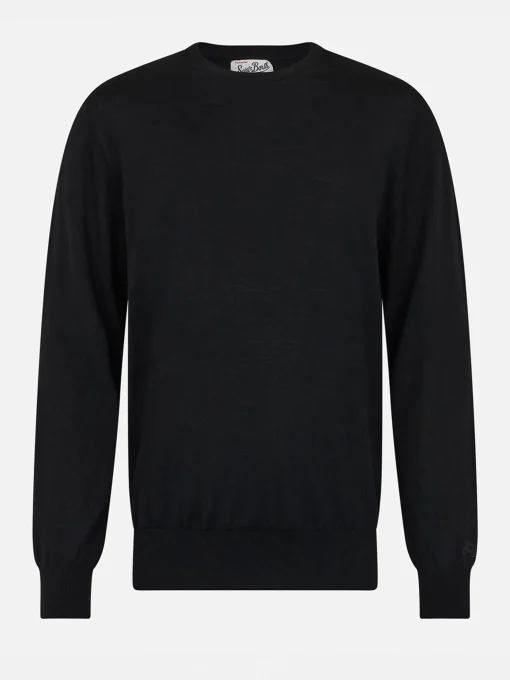 Maglione da uomo Regent in lana merino nera