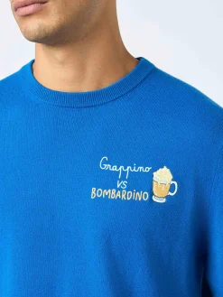 Maglione da uomo ski blu Heron con ricamo Grappino vs Bombardino