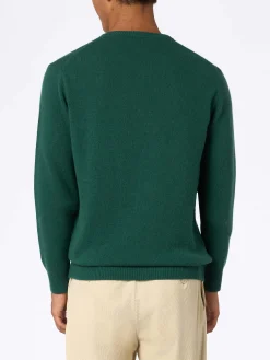 Maglione da uomo verde Heron con ricamo Non sarà un'avventura