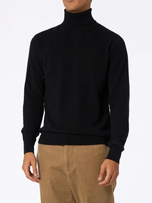 Maglione dolcevita in misto cashmere nero da uomo Bond