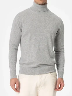Maglione dolcevita in misto cashmere grigio mélange da uomo Bond