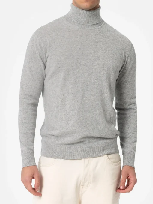 Maglione dolcevita in misto cashmere grigio mélange da uomo Bond