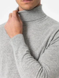 Maglione dolcevita in misto cashmere grigio mélange da uomo Bond