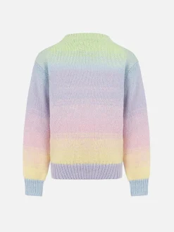 Maglione girocollo a righe multicolore da bambina Danya