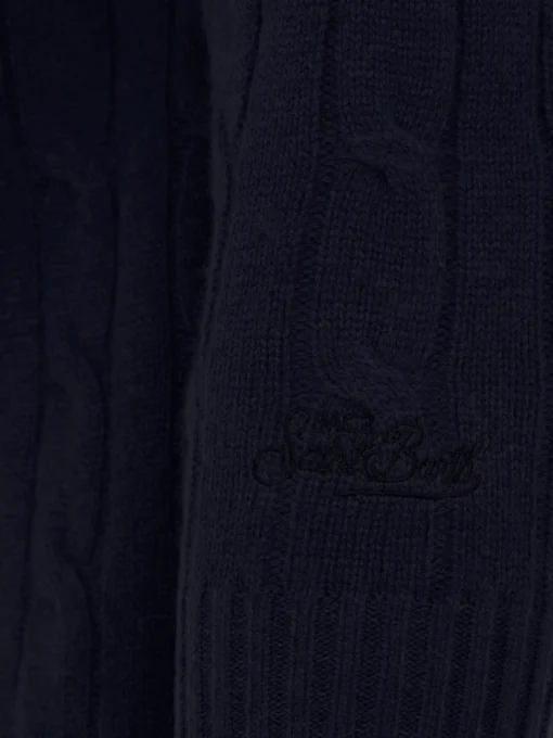 Maglione girocollo blu navy in misto cashmere da uomo Regent