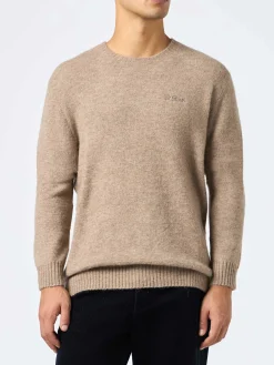 Maglione girocollo elasticizzato color kaki da uomo Regent