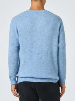 Maglione girocollo elasticizzato azzurro chiaro da uomo Regent