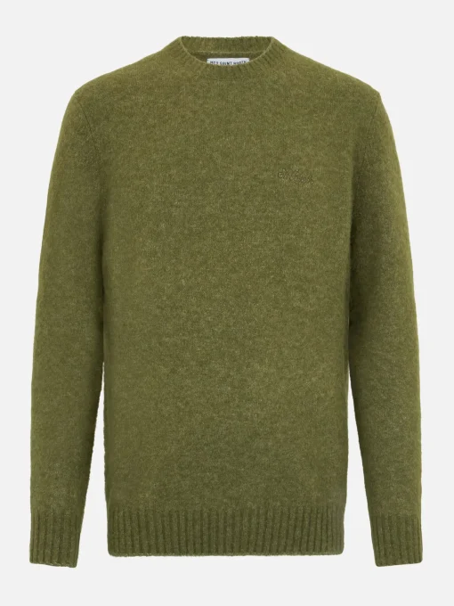 Maglione girocollo elasticizzato verde militare da uomo Regent