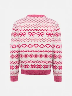 Maglione girocollo fair-isle da bambina Princess con logo in strass St. Barth