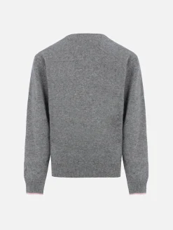 Maglione girocollo grigio da bambina Princess con la stampa Mum's Favourite