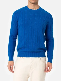 Maglione girocollo in misto cashmere bluette da uomo Regent