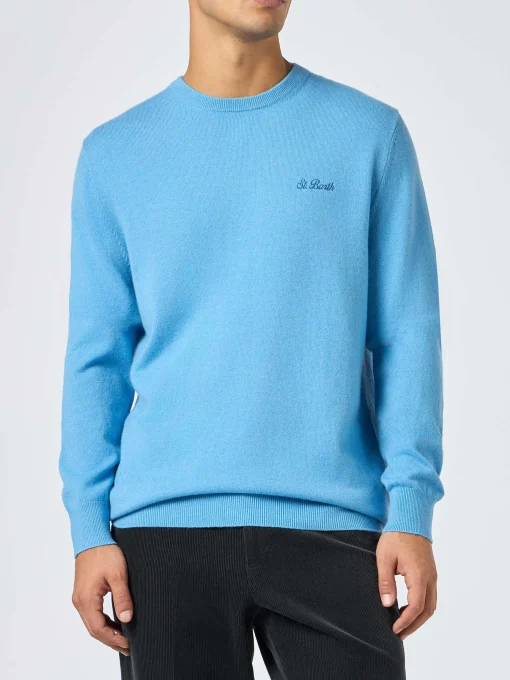 Maglione girocollo in misto cashmere blu polvere da uomo Regent