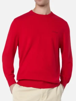 Maglione girocollo in misto cashmere rosso da uomo Regent