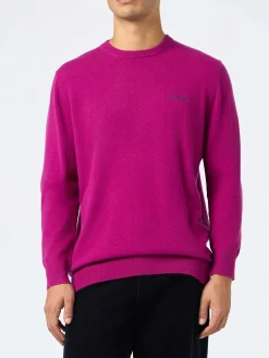 Maglione girocollo in misto cashmere con motivo peonia da uomo Regent