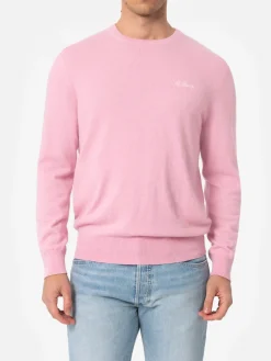 Maglione girocollo in misto cashmere rosa da uomo Regent