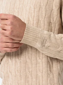 Maglione girocollo in misto cashmere beige da uomo Regent