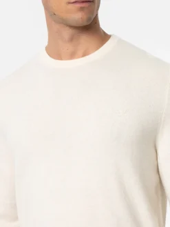 Maglione girocollo in misto cashmere bianco da uomo Regent