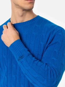 Maglione girocollo in misto cashmere bluette da uomo Regent