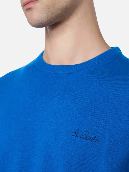 Maglione girocollo in misto cashmere bluette da uomo Regent