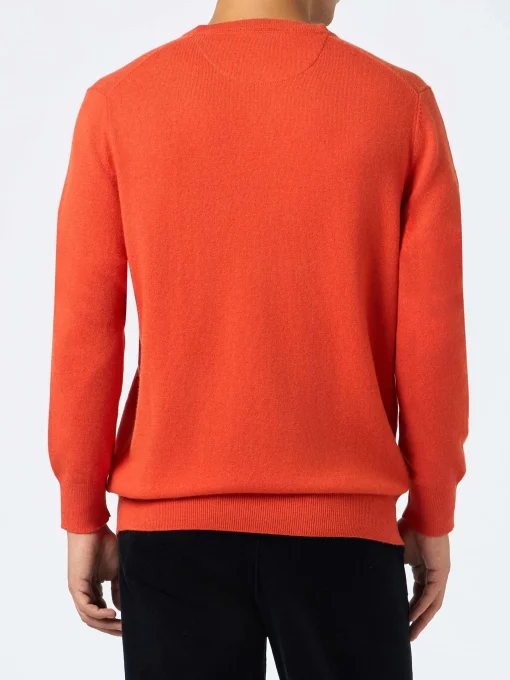 Maglione girocollo in misto cashmere arancione da uomo Regent