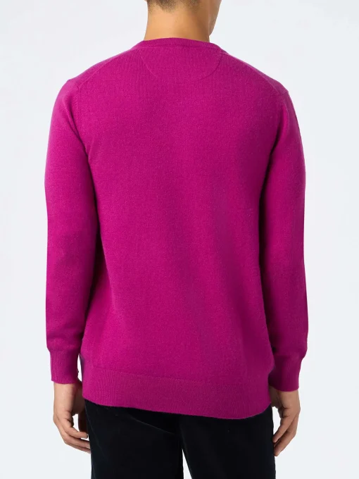 Maglione girocollo in misto cashmere con motivo peonia da uomo Regent