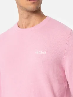 Maglione girocollo in misto cashmere rosa da uomo Regent