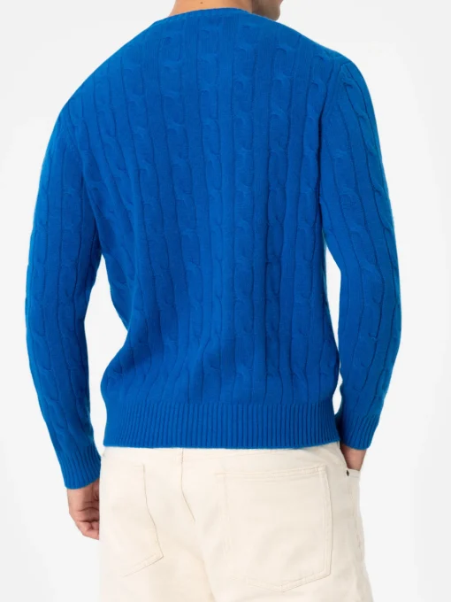 Maglione girocollo in misto cashmere bluette da uomo Regent