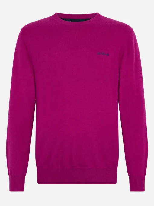 Maglione girocollo in misto cashmere con motivo peonia da uomo Regent