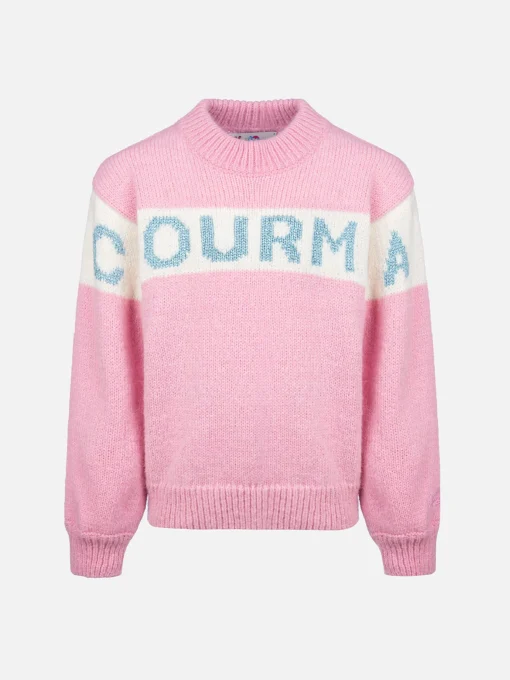 Maglione girocollo rosa Danya con logo Courma in lurex