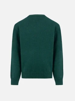 Maglione girocollo verde da bambino Douglas con stampa Me ne vado dai nonni
