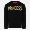 Maglione nero da bambina ricamo Princess lurex