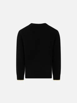 Maglione nero da bambina ricamo Princess lurex