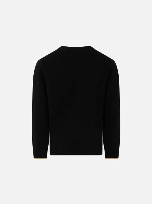 Maglione nero da bambina ricamo Princess lurex