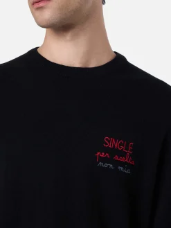Maglione nero da uomo Heron con ricamo Single per scelta non mia