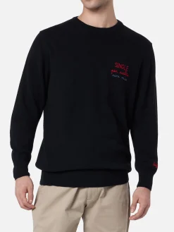 Maglione nero da uomo Heron con ricamo Single per scelta non mia