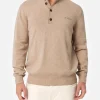 Maglione polo da uomo beige in misto cashmere Dorian