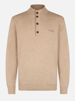 Maglione polo da uomo beige in misto cashmere Dorian