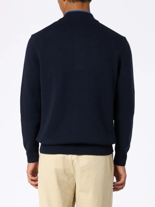 Maglione polo in misto cashmere blu navy da uomo Dorian