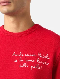 Maglione rosso da uomo Heron con ricamo Anche questo Natale... | VACANZE DI NATALE EDIZIONE SPECIALE