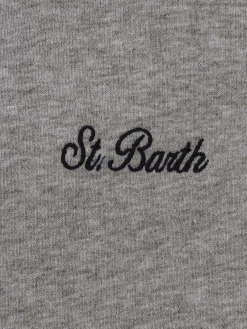 Man mélange grey sweatshirt Tribeca with St. Barth embroidery