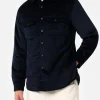 Man navy blue corduroy overshirt Chalet with St. Barth embroidery