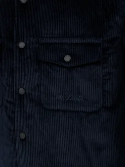 Man navy blue corduroy overshirt Chalet with St. Barth embroidery
