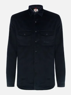 Man navy blue corduroy overshirt Chalet with St. Barth embroidery