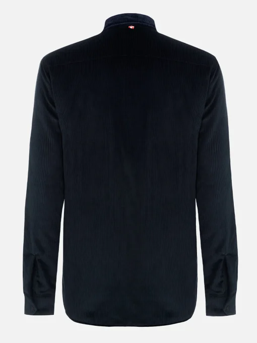 Man navy blue corduroy overshirt Chalet with St. Barth embroidery