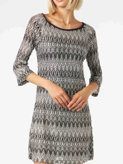 Miniabito in maglia chevron bianca e nera