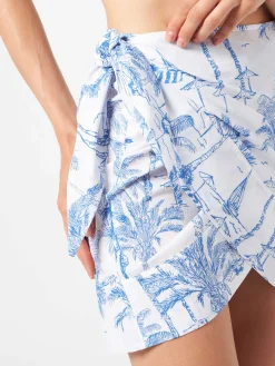 Minigonna da donna in cotone con stampa toile de jouy