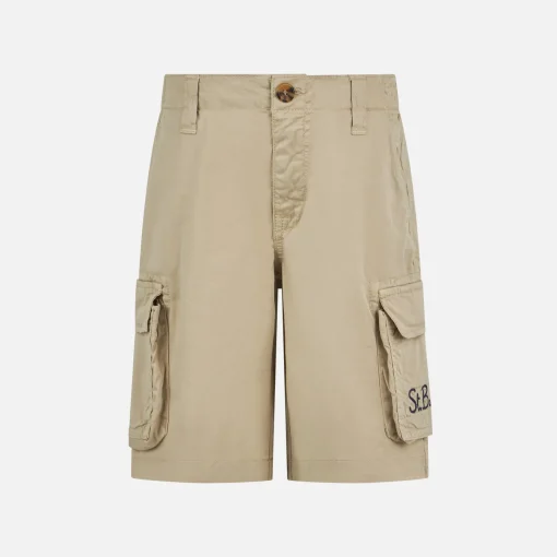 Pantaloncini cargo da bambino in cotone beige