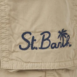 Pantaloncini cargo da bambino in cotone beige
