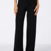 Pantalone a palazzo nero in maglia