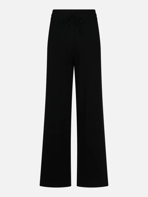 Pantalone a palazzo nero in maglia